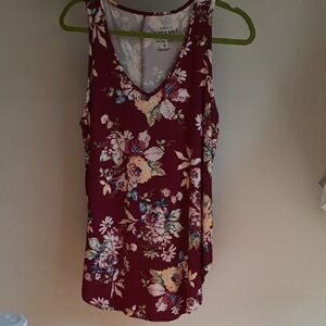 Torrid Red Floral V-Neck Sleeveless Tank Top